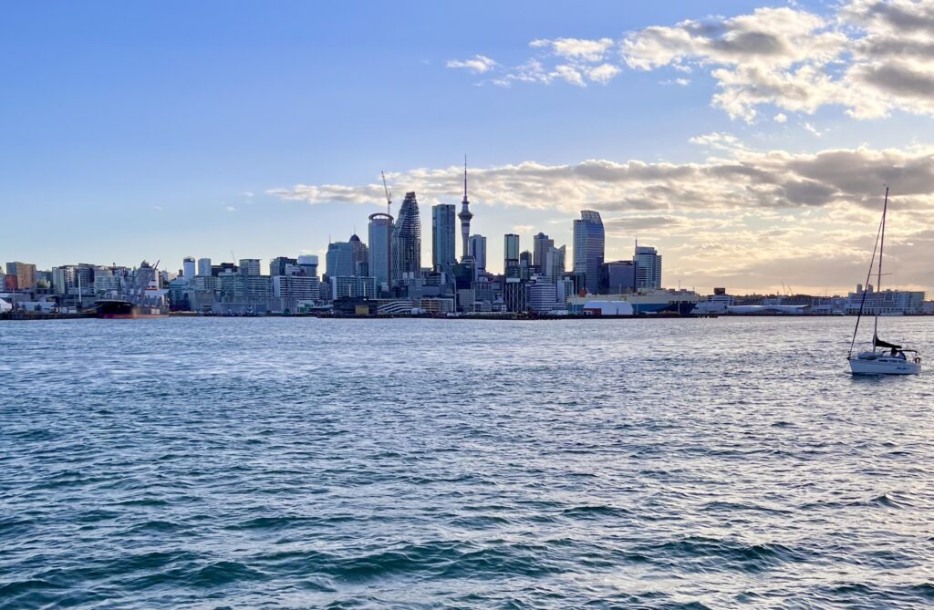 View of Auckland from ferry potsandplanes.com