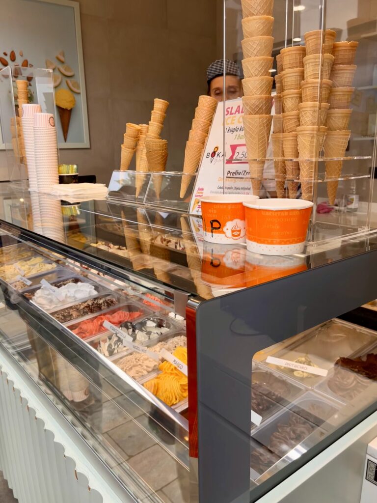 Ice cream bar at kotor cable car base. Potsandplanes.com